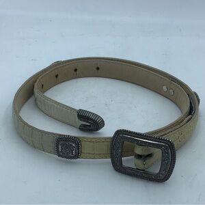 Brighton Reptile Look Tan/White Belt with Silver Buckle and Embellishments